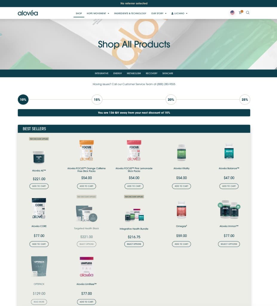 Alovéa shop all products page
